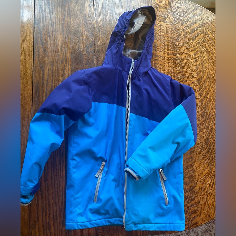 Lands End VGUC size M(8-10) blue 3-in-1 fleece lined jacket